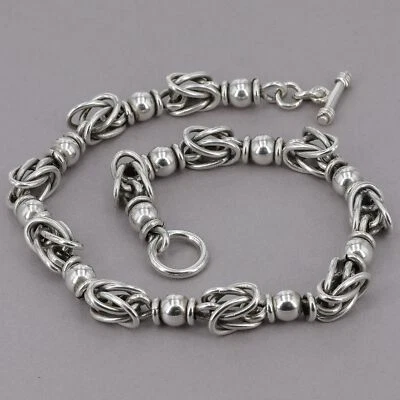 RARE Vintage Silpada Chunky Sterling Silver HEAVY Byzantine Chain Necklace N0203 - Image 1 of 4