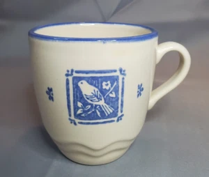 Pfaltzgraff Blue Maison Bird Coffee Cup Mug Beige Stoneware USA Vintage - Picture 1 of 9