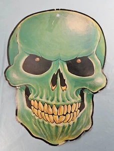 Vintage Halloween Green Skull Decoration - Picture 1 of 3