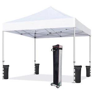 10' x 10' Weiß Pop-Up Baldachin und 56Lbs Instant Outdoor Baldachin - Bild 1 von 12