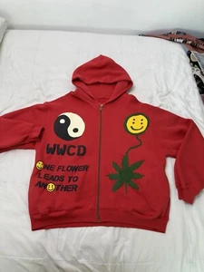 Cactus Plant Flea Market Earth First Red Zip Hoded Sweatshirt Large - Picture 1 of 6