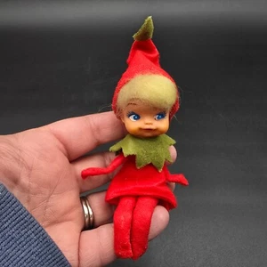 Vintage Elf Pixie Sitter Retro Christmas Decor Ornament Figurine - Picture 1 of 9