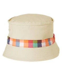 NWT Gymboree Plaid Banded Bucket Hat Beach Sun Hat Unisex Boys Girls Kid L 10 12 - Picture 1 of 2