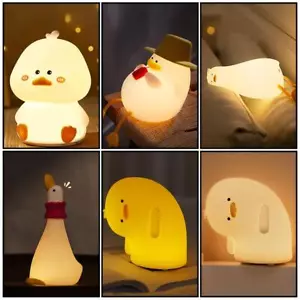 Lámpara de Mesa LED Silicona Pato Táctil Multicolor Moderna Portátil USB Medio Decoración - Imagen 1 de 30