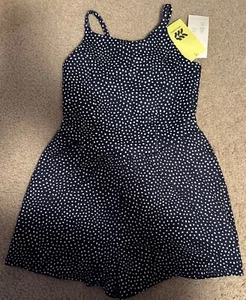 NEW w/Tags All in Motion Girl’s Navy & white Polka Dot Exercise Romper size 6/7 - Picture 1 of 13