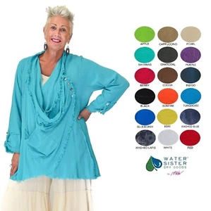 WATERSISTER Cotton Gauze KANTE Artsy Jacket Top 1(S/M) 2(L/XL) 3(1X)oh my COLORS - Picture 1 of 24