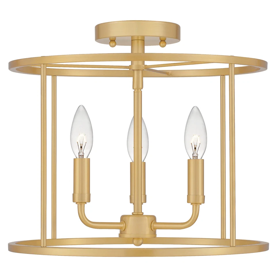Quoizel Abner Three Light Semi Flush Mount in Aged Brass - ABR1714AB - Imagem 1 de 1