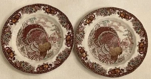 Two Johnson Bros “Autumn Monarch” Turkey Salad Plate 7.75" Transferware England - Picture 1 of 6