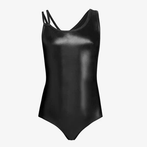 NUEVO CON ETIQUETAS CAPEZIO NEGRO Stella Wet Look Spandex Tank Leotardo Niñas Tallas T10921C - Imagen 1 de 5