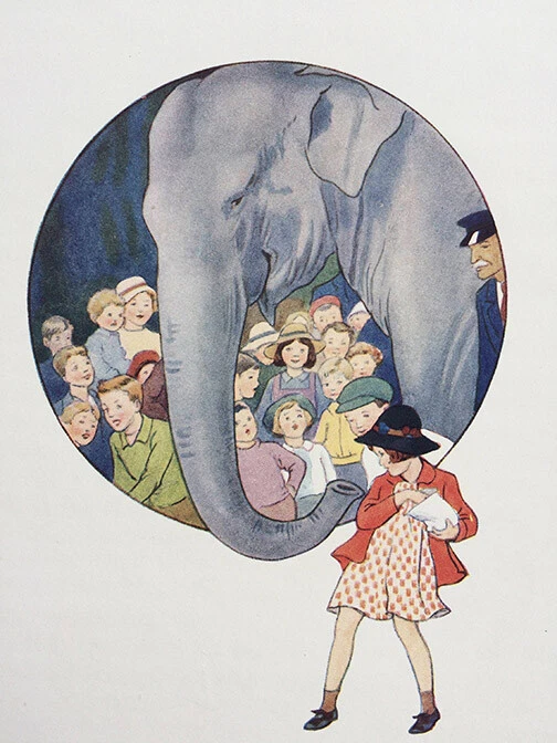 1937: Elefante: Margaret Tarrant: impresión artística en lienzo de archivo Foto 1 de 1