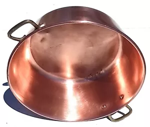 Vintage 16.5inch French Copper Jam Pan Made in France Bronze Handles 4.6lbs - Picture 1 of 24