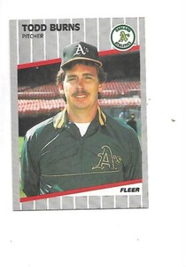 Todd Burns Fleer 1989 Baseball Rookie Card #3 Oakland Athletics