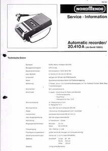 Nordmende Service Manual für automatic recorder 20.410 A Copy - Bild 1 von 1