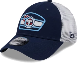 Tennessee Titans New Era Logo Patch Trucker Mesh 9Forty Snap Back Hat - Navy - Picture 1 of 5