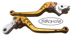Ducati Monster Aprilia CRG Roll-A-Click Adjust Brake Clutch Levers Long Gold - Foto 1 di 1
