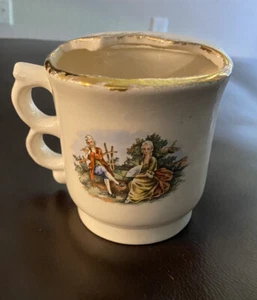 Vintage Pottery Mustache Cup Gold Trim Victorian Couple Pottery Hut Leander TX - Picture 1 of 6