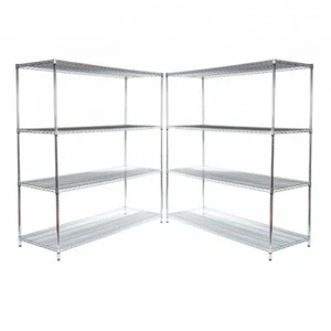 2 X Metal Chrome Wire Shelving/Racking Unit 4 Tier | 1838 H x 1822 W x 609 D - Picture 1 of 3
