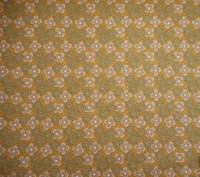 Civil War Reproduction Fabric By Half-Yard Green White Floral on Lt Brown Cotton - Image 1 of 2