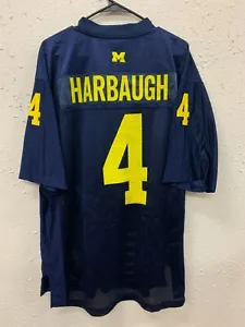 MAGLIA ADIDAS NCAA MICHIGAN WOLVERINES JIM HARBAUGH #4 NAVY JERSEY TAGLIA SMALL - Foto 1 di 2
