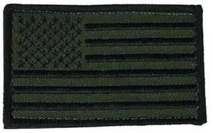 OLIVE DRAB OD GREEN SUBDUED AMERICAN FLAG PATCH HOOK AND LOOP BACK STARS STRIPES - Foto 1 di 2