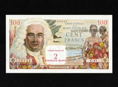 Saint Pierre Et Miquelon 1960  100 Francs Banknote, UNC - Image 1 of 2