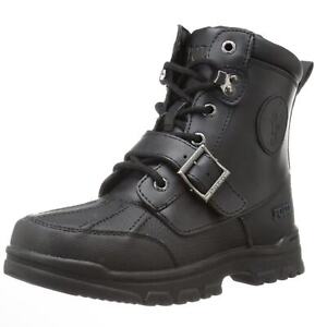 Polo Ralph Lauren Colbey Toddler Buckle Boots Black Leather Size 5 c
