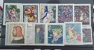 V326 - France 1963-65 'French Art', Eleven Art Stamps, Mint Hinged CV = $15 - Picture 1 of 1