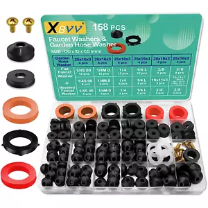 XBVV 158 Pcs Faucet Rubber Washers and Garden Hose Gasket Assortment Kit for and - Picture 1 of 10