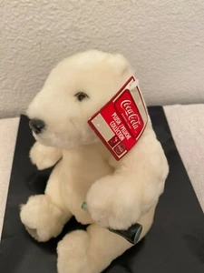 Vintage Coca ~ Cola Eisbär #1 Plüschmarke mit einer Coca ~ Cola Flasche - Bild 1 von 12