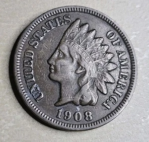 1908-S Indian Head Cent Penny Extremely Fine XF Almost AU Key Date - Picture 1 of 3
