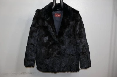 Abrigo de piel de conejo Sergio Valente vintage negro hecho en Hong Kong L Foto 1 de 4