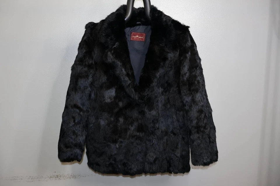 Abrigo de piel de conejo Sergio Valente vintage negro hecho en Hong Kong L Foto 1 de 4