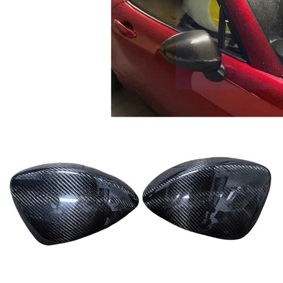 Carbon Fiber Car Rearview Mirror Cover Cap Trim For Mazda MX-5 Miata 2016-2025 - Image 1 of 4