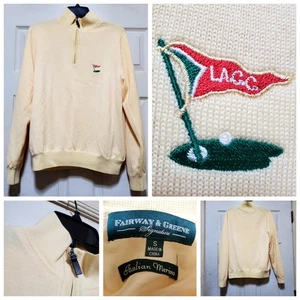 Fairway & Greene Sweater Mens Small Yellow Quarter Zip Italian Merino Golf LACC - Picture 1 of 19