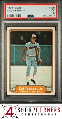 1982 FLEER #176 CAL RIPKEN JR. RC ORIOLES HOF PSA 5 - Image 1 of 3