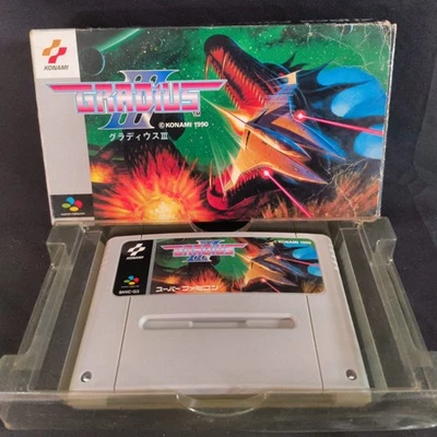 Gradius 3 Konami Nintendo Super Famicom Cart w/Box Japan, working-h0710- - Image 1 of 4
