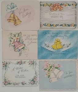 LOTE DE 6 MCM AÑOS 50 RARAS CAMPANAS DE BODA RETRO TARJETAS DINERO REGALO - Imagen 1 de 3