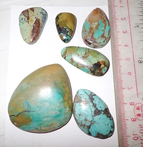 Turquoise Stone Flat Free Form Cabochon 209 Carat 6 pieces 41.8 gram - Imagen 1 de 9