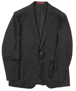 NWT Current Isaia Black Pinstripe Suit Flat Front Pants Trousers EU54R US44R NEW - Picture 1 of 6