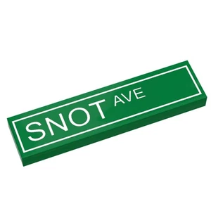 SNOT Ave Street Sign made with LEGO part (1x4 Tile) - B3 Customs - Picture 1 of 1