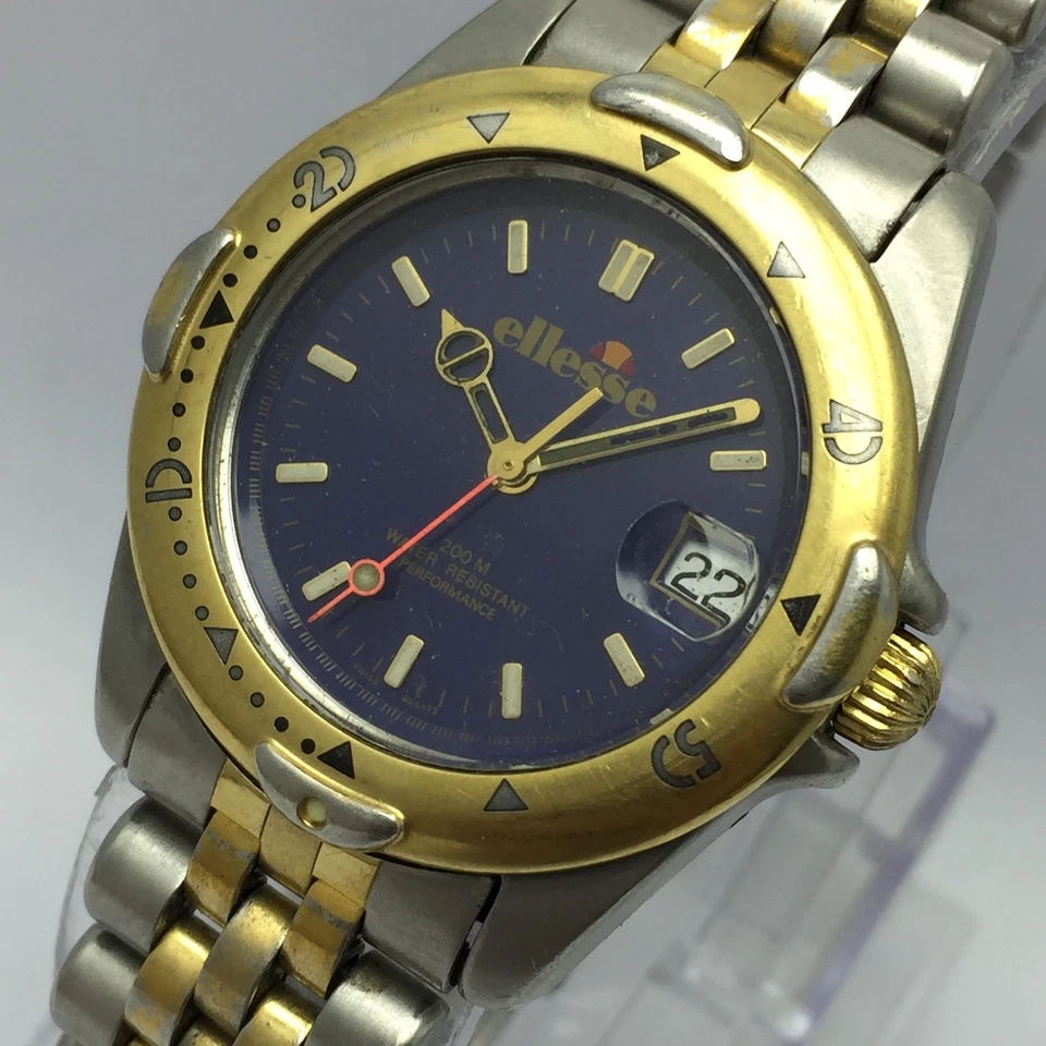 Винтажные дайверские часы Ellesse Performance 03-0013-003 синий циферблат двухцветные - Изображение 1 из 4