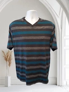 Highland Outfitters Sz L V-neck T-Shirt, Multicolor Striped. C-1 - Picture 1 of 6