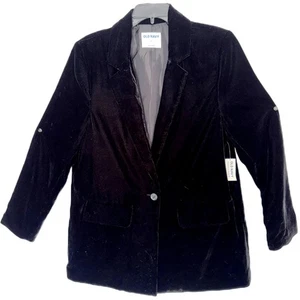 Old Navy Womens Velour Velvet Party Blazer BlackJack Black - Size Large L - NWT - Picture 1 of 10