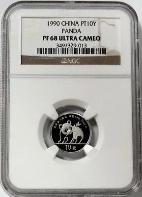 1990 PLATINUM CHINA 10 YUAN PANDA NGC PROOF 68 ULTRA CAMEO - Image 1 of 2