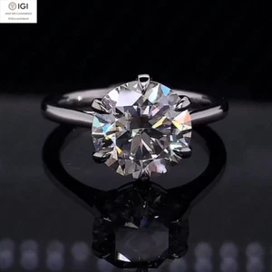 IGI 3.25Ct Round Cut E VS1 Lab Grown Diamond Engagement Ring Solid 950 Platinum - Picture 1 of 19