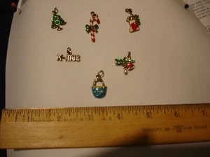 Six Charms- 5 Christmas for bracelet 6 charms as shown tree, candy cane.lot - Picture 1 of 3