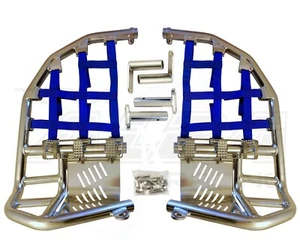 TRX 450R 450ER Nerf Bars Pro Peg Heel Guards Alba Racing Silver Blue 218 T7 SL - Picture 1 of 2