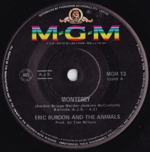 Eric Burdon & Animals ORIG OZ 45 Monterey VG+ ’67 MGM Psyche Rock - Picture 1 of 1