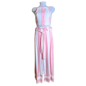 Lauren James Cabana Hampton Pink Stripe Crop Top & Palazzo Pants Set Size S - Bild 1 von 12