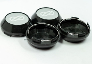 4x65mm Enkei Silver Black Emblems Wheel Center Hubcaps Rim Caps Decals Badges 